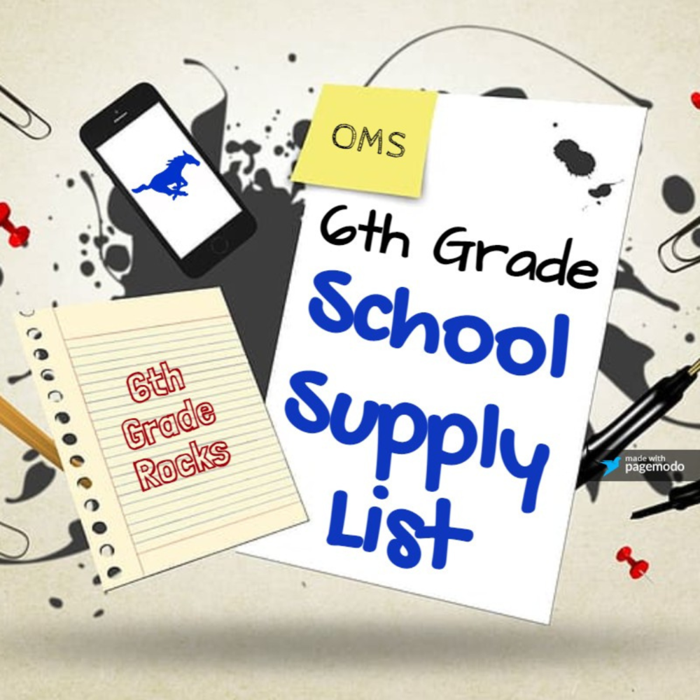 6th Grade School Supply List for 20232024 Oologah Middle School