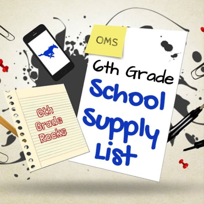 6th Grade School Supply List for 2021-2022