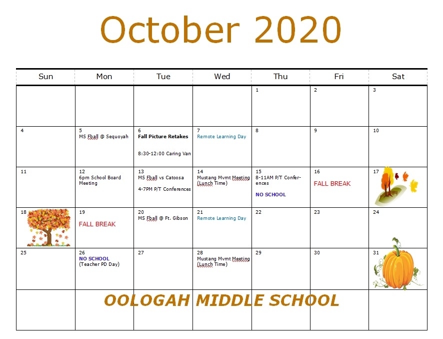 OMS October Calendar
