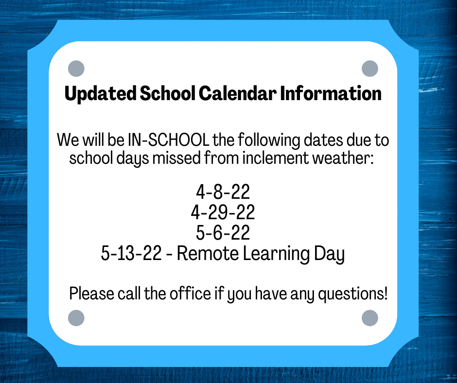 Updated Calendar Information